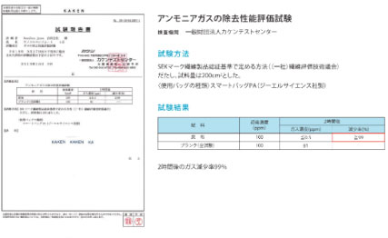 アンモニアガスの除去性能評価試験